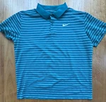Mens Victory Golf Polo Dri-fit Striped Short Sleeve Shirt Green DH0829-367. Fixed Price $14.99.