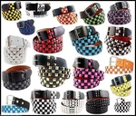 Womens 3-ROW Metal Pyramid Studded Leather Belt Checker Punk Rock Goth Emo. Fixed Price $9.95.