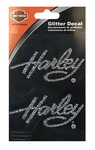 Harley-davidson Rhinestone Script Logo Glitter Decals Silver 3 X 5IN.. Fixed Price $9.95.