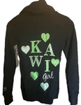 Kawasaki Kawi Girl Zip Hoodie Black Women's Logo Hooded Sweat Jacket Size Large. Fixed Price $29.95.