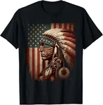 Native American Indian Chief Usa Flag Tee Gift Unisex T-shirt. Fixed Price $21.99.