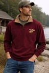 Woodlands Trail Quarter Zip Pullover Men Large Burgundy Moose Logo. Fixed Price $32.95.