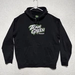 Kawasaki Team Green Men Pull Over Hooded Sweatshirt Black Size Large. Fixed Price $39.95.