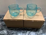 Lot 2 Sea Glass Wave Mug Handblown 10 Oz Drinkware For Tea Coffee&wine Nib. Fixed Price $14.75.