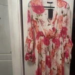 Women Brand New Floral Chiffon Flare Flounce Sleeve Dress Indian Ruffle Wrap. Fixed Price $49.99.