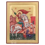 St George Slaying The Dragon Icon - Gold Leaf Greek Orthodox. Fixed Price $220.00.