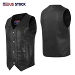 Men's Black Classic V-neck Leather Motorcycle Vest Biker Rider Apparel & Gear. Fixed Price $69.99.