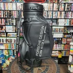Porsche Design Black Leather Golf Bag Early 2000S Y2K Vintage 6 Divider W/ Strap. Fixed Price $350.00.