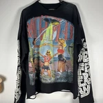 Rough Play Ufo Western Graphic Distressed Men's Black Long Sleeve T-shirt Xl. Fixed Price $59.99.