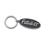 Peterbilt Black Oval Keychain 2" Nickel Plated Zinc Fob Pb. Fixed Price $15.20.