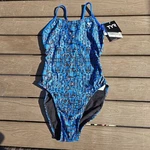 Tyr Durafast One Women Cutoutfit Petra Blue/gray 1 Piece Swimsuit Sz 30. Fixed Price $25.00.