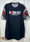 Born Fly Shirt Mens 3XL Black Cotton Graphic Tee Casual Adult Street Wear. Fixed Price $5.00.