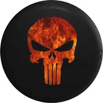 Spare Tire Cover American Patriot Punisher Skull Fire Flames Fits Jeep Camper Rv. Fixed Price $59.95.