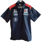Icon Kingsley Team Shop Shirt Sz Large Black Button Front Embroidered Logos. Fixed Price $34.99.
