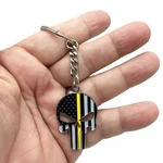 Skull Thin Gold Line Police 911 Dispatcher American Flag Usa Keychain With Swive. Fixed Price $5.99.