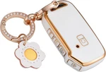 Lcyam White Tpu Fob Cover With Golden Keychain, 2-PIECE Protective. Fixed Price $17.71.