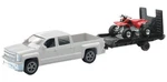 Newray 1:43 Scale Toy White Chevy Silverado Truck W/trailer & Honda Atv. Fixed Price $30.18.