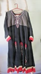 Indian Black Chiffon Embroidery Border Women Calf Sleeve Flare Dress Kurta. Fixed Price $20.00.