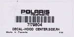 Genuine Polaris Hood Decal Part Number - 7179804. Fixed Price $13.99.