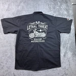 Lethal Threat Motorgear Men's Xl Black Button Up Work Shirt Embroidered. Fixed Price $35.00.