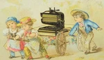 Crown Pleat Roller American Machine Co Girls Pulling Wagon Boy Blue P58. Fixed Price $26.25.