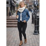 Joe's Jeans Distressed Denim Jacket Women's Large Classic Blue Stretch. Fixed Price $54.99.