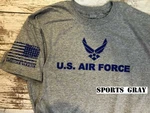 Air Force Military T-shirt Blue And Gray 114G. Fixed Price $18.95.