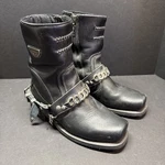 Black Leather Motorcycle Boots Milwaukee 8.5 MB229 Chains Zipper No Insoles. Fixed Price $53.99.