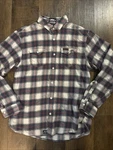 Factory Effex Honda Men Large Button Up Flannel Shirt Blue White Plaid. Fixed Price $17.75.