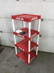 Lucas Oil Display Rack 4-TIER Shelf Store Storage Caster Wheels Rolling. Fixed Price $95.00.