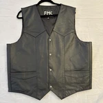 New Fmc First Manufacturing Vest Men Xl Leather Top Shot Biker Conceal Black. Fixed Price $69.95.