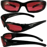 Motoframes Chill Padded Motorcycle Riding Glasses Black Anti-fog Red Lens. Fixed Price $13.25.