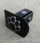 Dog Paw Emblem Metal Trailer Hitch Cover (fit 2" Receivers, Chrome & Black). Fixed Price $19.95.