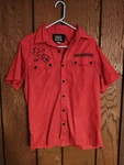 Kingsley Team Shop Shirt Mens Medium Icon Motorsports Motorcycle Racing Button. Fixed Price $14.99.