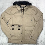 Fox Racing Mercer Jacket Men Medium Chai Brown Zip Hooded Canvas Sherpa Lined. Fixed Price $46.89.