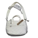 Rae Dunn Quilted Mini Shopper Crossbody Bag Cream White Love Pouch Nwt. Fixed Price $25.00.
