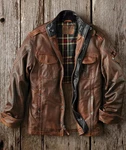 Men's Lambskin Leather Jacket American Casual Indian Workwear Style Retro Coat. Fixed Price $149.99.