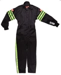 Racequip 1950797RQP One Piece Fire Racing Suit Black/green Stripes Kids 2XL. Fixed Price $126.24.