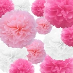 22 Pcs Tissue Paper Pompoms Pink, Red, White For Party Decorations. Fixed Price $20.95.