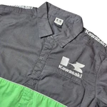 Kawasaki Men Large Snap Button Racing Shirt Rok Motorcycle Pit Crew. Fixed Price $39.99.