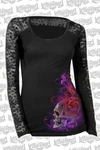 Lethal Angel Purple Haze Lace Skull Floral Roses Goth Long Sleeve Shirt LA20449. Fixed Price $26.99.