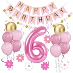 Children's 6TH Birthday Decorations Supplies For Girls, Happy Years Old. Fixed Price $19.27.