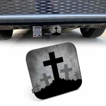 Christian Cross Car Rear Hitch Covers Grunge Gravestone Square Trailer. Fixed Price $18.86.