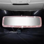 Bling Rhinestone Car Rear View Mirror - Crystal Diamond Decor For Women Pink. Fixed Price $24.29.