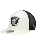 Las Vegas Raiders Hat Cream Black New Era 9FIFTY Mesh Adjustable Snapback. Fixed Price $32.99.