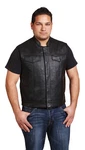 Men's Fulmer Pistol Pocket Leather Club Vest - Black Gun Concealment. Fixed Price $52.49.