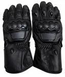Custom Made Black Leather Motorcycle Gloves Hard Knuckle Racing Gauntlet Premium. Fixed Price $130.00.
