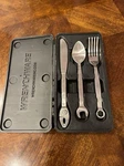 Wrenchware Large 3-PIECE Silverware Set Tool Fork, Knife And Spoon Boxed. Fixed Price $45.78.