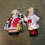 Vtg Summit Blown Glass Christmas Ornaments Chef Santa & Gift Girl, Set Of 2. Fixed Price $24.99.