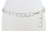 Hot Women Cute Fashion Belt Shiny Silver Color Metal Chain Link Hip Waist Xl. Fixed Price $19.95.